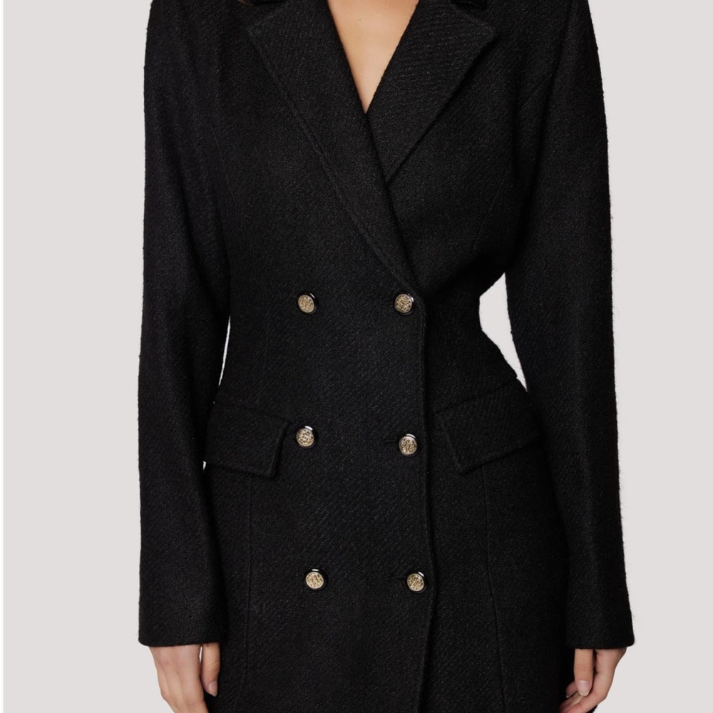 Alessia Black Double-Breasted Long Sleeve Blazer minidress